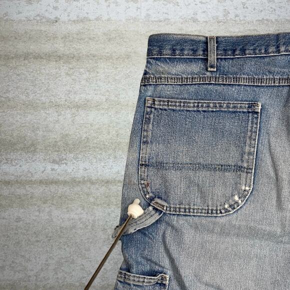Vintage Dickies Carpenter Jeans Double Knees Baggy Wide Leg Light Wash Denim 90s - Picture 8 of 12